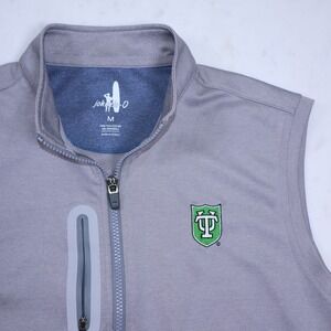 Johnnie-O Mens Tulane University Quarter Zip Performance Vest Grey Size Medium